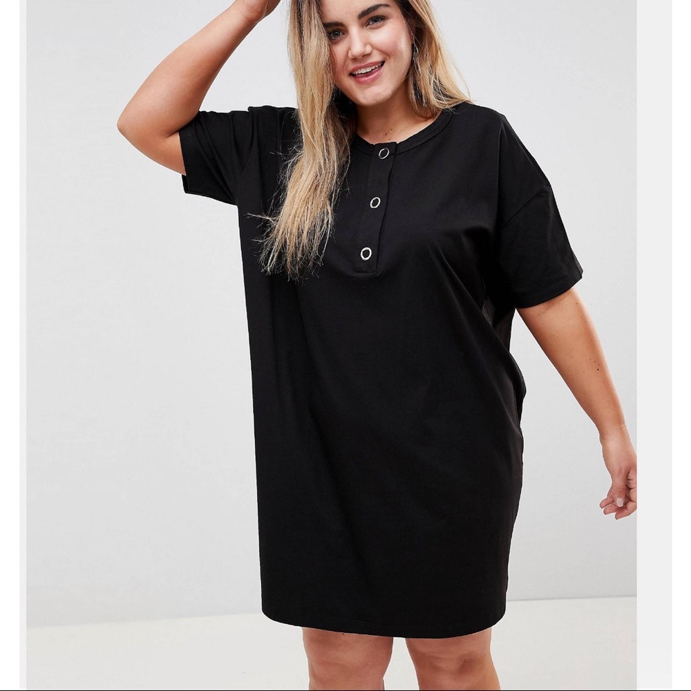 ASOS Oversized T-Shirt Dress with Popper Placket